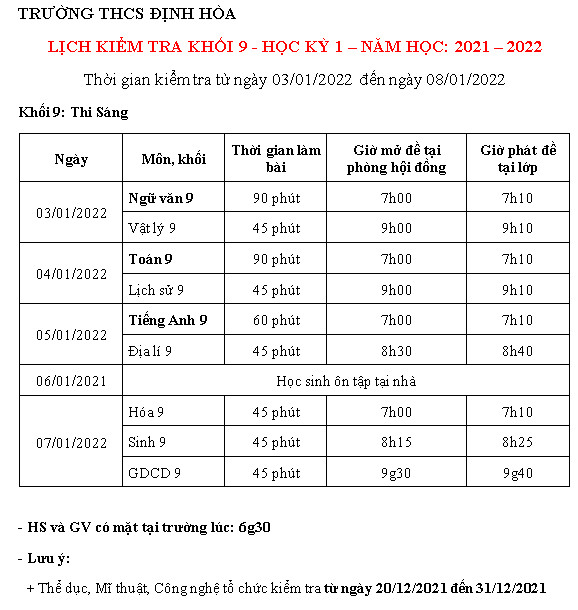 Lich Thi K9 HKI 2021 2022